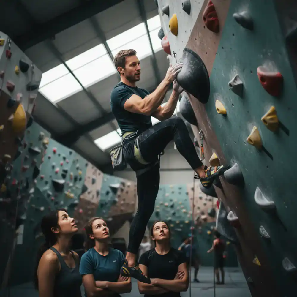 Instructor demonstrating climbing basics